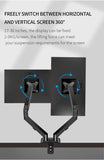 Swelix M22B Dual Monitor Mount – Black Gas Spring Arm for 17–30" LCD/LED Screens