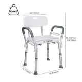 Aluminum Heavy-Duty Shower Chair with Detachable Armrest and Adjustable Height - LIVINGbasics