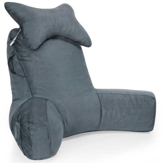 26inch Memory Foam Reading Pillow with Detachable Neck Roll & Support Arm - PrimeCables