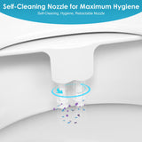 Toilet Bidet Non-Electric Self-Cleaning Dual Nozzle Bidet for Toilet Ultra-Thin Design-LIVINGbasics