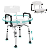 LIVINGbasics Adjustable 360° Swivel Shower Chair with Flip-Up Armrests