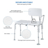 Transfer Bench for Tub, Bathtub Bench for Seniors, 5-Level Adjustable Height - LIVINGbasics