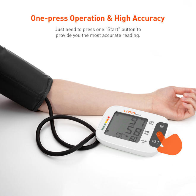 Blood Pressure Monitor Arm-Type Fully Automatic Digital LCD Screen With Big buttons - LIVINGbasics