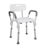 Aluminum Heavy-Duty Shower Chair with Detachable Armrest and Adjustable Height - LIVINGbasics