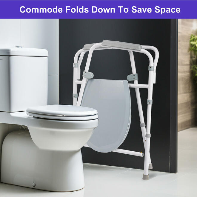 Commode Chair Aluminum alloy With Bucket Height Adjustable,Supports 300 lbs- LIVINGbasics