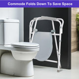 Commode Chair Aluminum alloy With Bucket Height Adjustable,Supports 300 lbs- LIVINGbasics